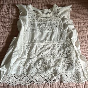 Anthropologie embroidered flutter sleeve top